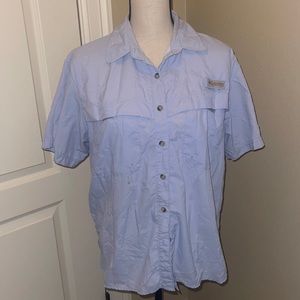 Columbia baby blue fishing outdoor top sz M